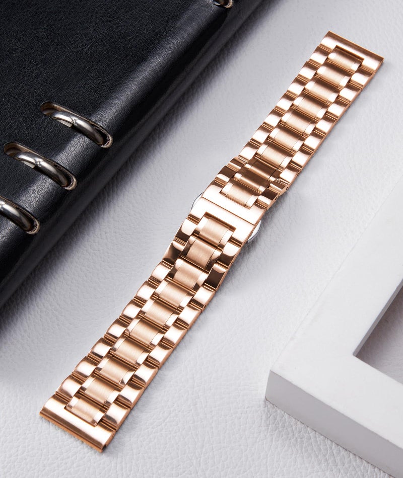 BINLUN Stainless Steel Watch Bands Quick Release 12mm-24mm Universal Metal Replacement Watch Straps SmartWatch Bracelets Links Straight & Curved Ends Men Women 6 Colors(Rose-Gold,24mm) - Image 2